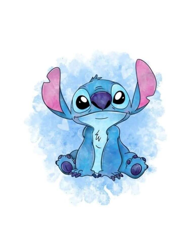 Stitch en acuarela azul